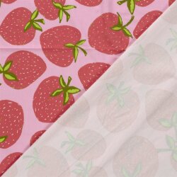 Baumwolljersey große Erdbeeren - rosa