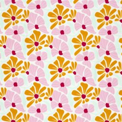 Baumwolljersey bunte Blumenräder - creme