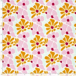 Baumwolljersey bunte Blumenräder - creme