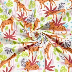 Baumwolljersey Leopard im Urwald - creme