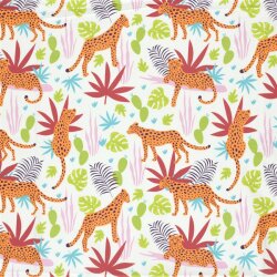 Baumwolljersey Leopard im Urwald - creme