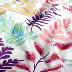 Baumwolljersey bunte Blätter - creme