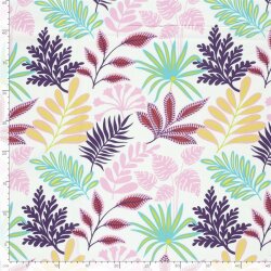 Baumwolljersey bunte Blätter - creme