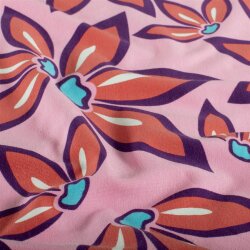 Baumwolljersey große Blüten - rosa