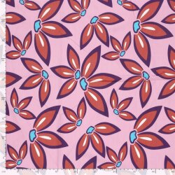 Baumwolljersey große Blüten - rosa