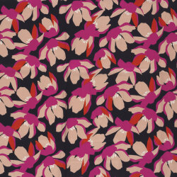 Baumwollsatin Blumen - schwarz