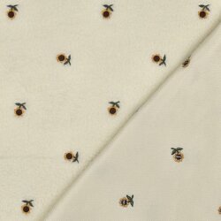 Teddystoff Bestickt Sonnenblume - creme