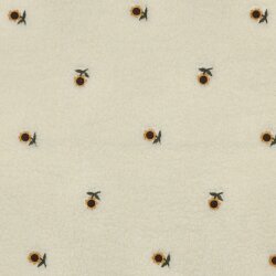 Teddystoff Bestickt Sonnenblume - creme