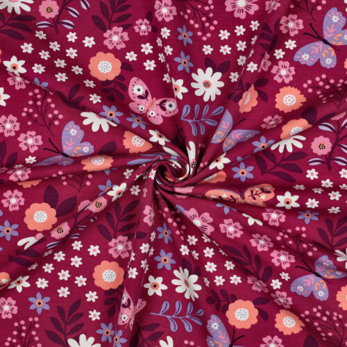 French Terry Blumen - fuchsia