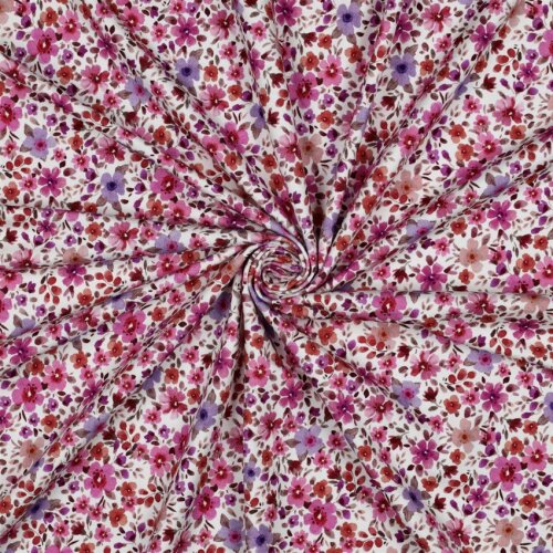 Baumwolljersey Digital Sommerblumen - fuchsia