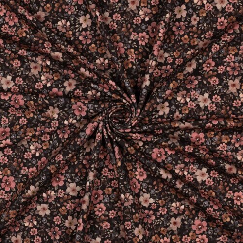 Baumwolljersey Digital Blumenmeer - braun