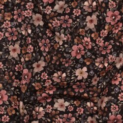 Baumwolljersey Digital Blumenmeer - braun