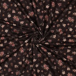 Baumwolljersey Digital Blumen - braun