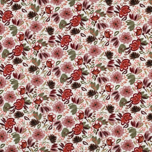 Baumwolljersey Digital Blumen - altweiss