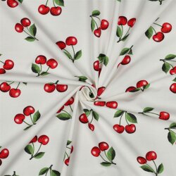 Baumwolljersey Digital Kirschen - altweiß