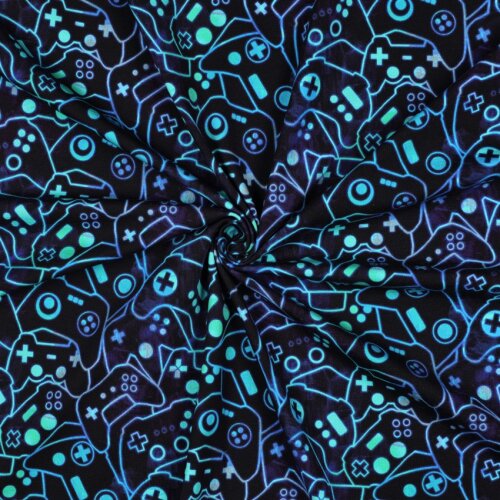 Baumwolljersey Digital Controller - dunkelblau