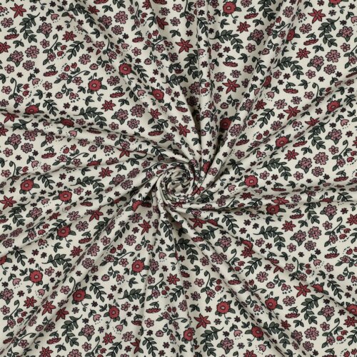 Baumwolljersey bunte Blumen - natur/beige