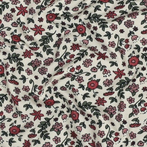 Baumwolljersey bunte Blumen - natur/beige