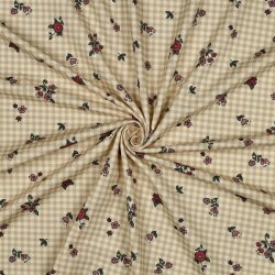 Baumwolljersey bunte Blumen - natur/salbei