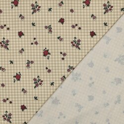 Baumwolljersey bunte Blumen - natur/salbei