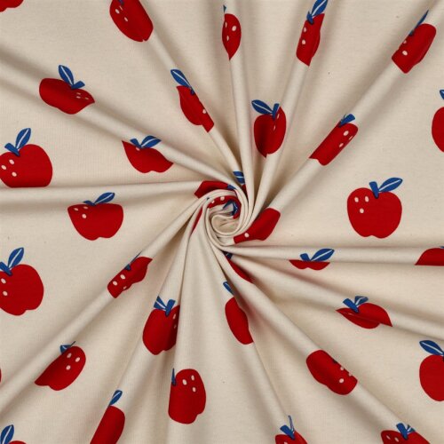 Baumwolljersey Äpfel - natur