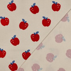 Baumwolljersey Äpfel - natur