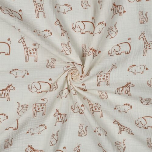 Musselin Safari Tiere - altweiß
