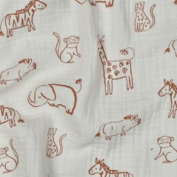 Musselin Safari Tiere - altweiß