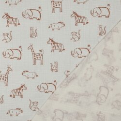 Musselin Safari Tiere - altweiß