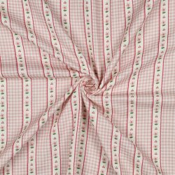Musselin Digital Kariert Blumenstreifen - pink