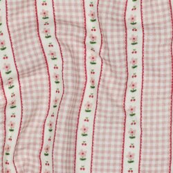 Musselin Digital Kariert Blumenstreifen - pink