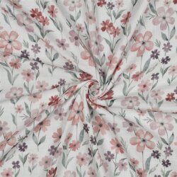 Musselin Digital Blumen - weiß