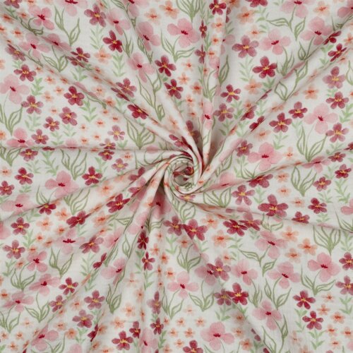 Musselin Digital Frühlingswiese- pink