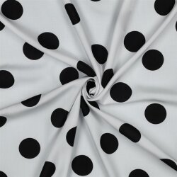 Viskose Popeline XL Polka Punkte - weiß