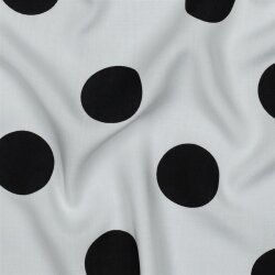 Viskose Popeline XL Polka Punkte - weiß