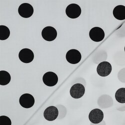 Viskose Popeline XL Polka Punkte - weiß