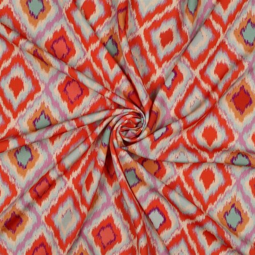 Viskose Popeline Digital Rautenkunst - orange