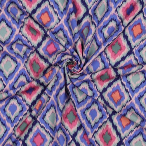 Viskose Popeline Digital Rautenkunst - lavendel