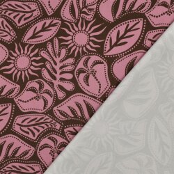 Viskose Jersey Sonnenblätter - forstgrün/rosa