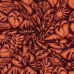 Viskose Jersey Sonnenblätter - aubergine/orange