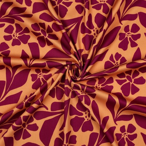 Viskose Jersey Blumenräder - hellorange