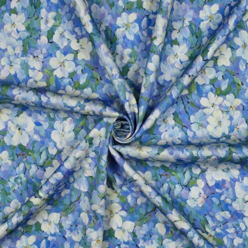 Viskose Jersey Digital Aquarellblumen - hellblaulila
