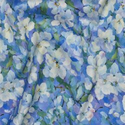 Viskose Jersey Digital Aquarellblumen - hellblaulila