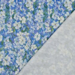 Viskose Jersey Digital Aquarellblumen - hellblaulila