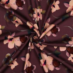 Viskose Jersey Digital Strauchblumen - aubergine