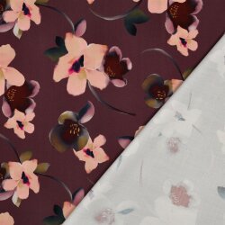 Viskose Jersey Digital Strauchblumen - aubergine