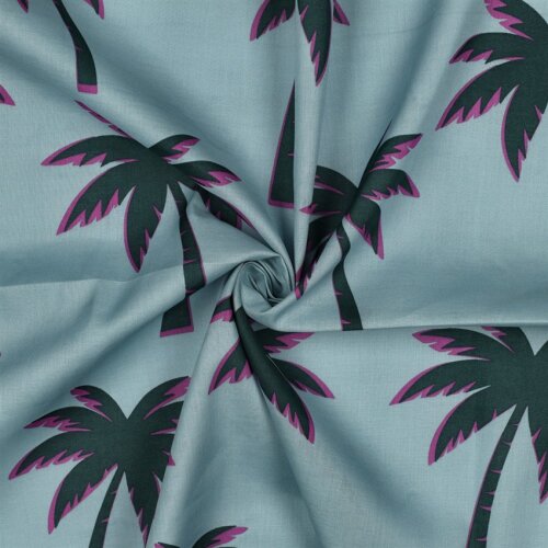 Baumwollvoile Palmen - mint