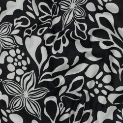 Baumwollvoile Blumen - schwarz