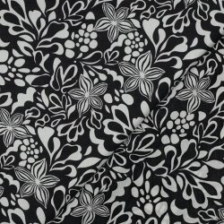 Baumwollvoile Blumen - schwarz