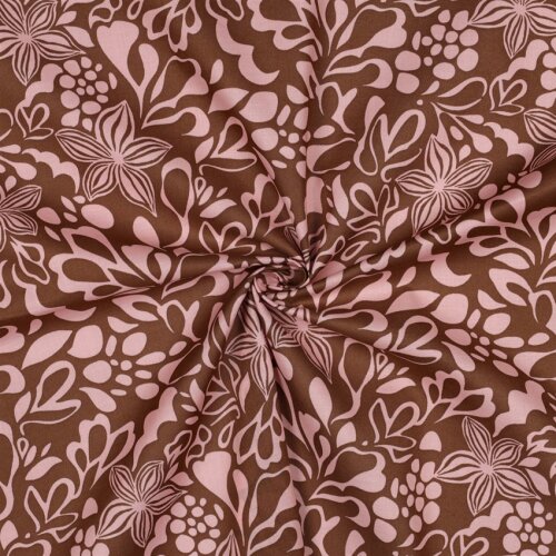Baumwollbatist Blumen - kamel
